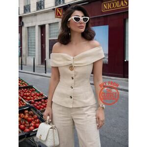 ZARA Strapless Linen Fitted Blazer NWT | Sand Tan | Structured Top